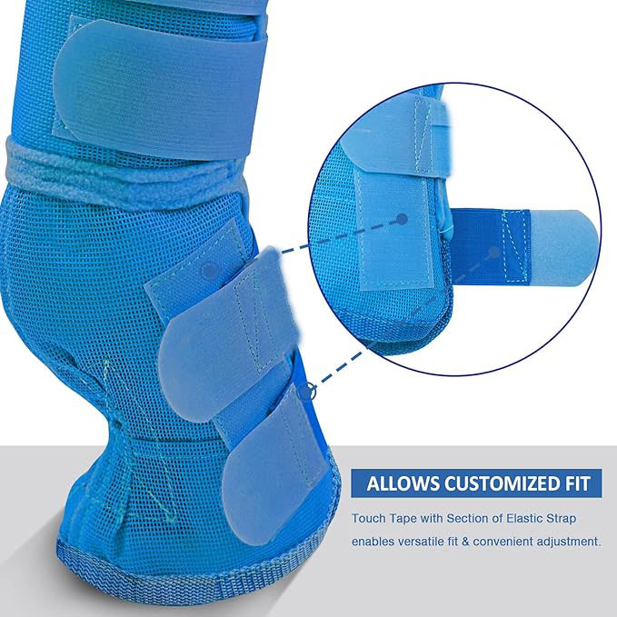 Adjustable Horse Leg Boots Breathable Neoprene Equine Guards Mosquito Repellent Wraps Reduced Fatigue Equestrian Gear - Rose